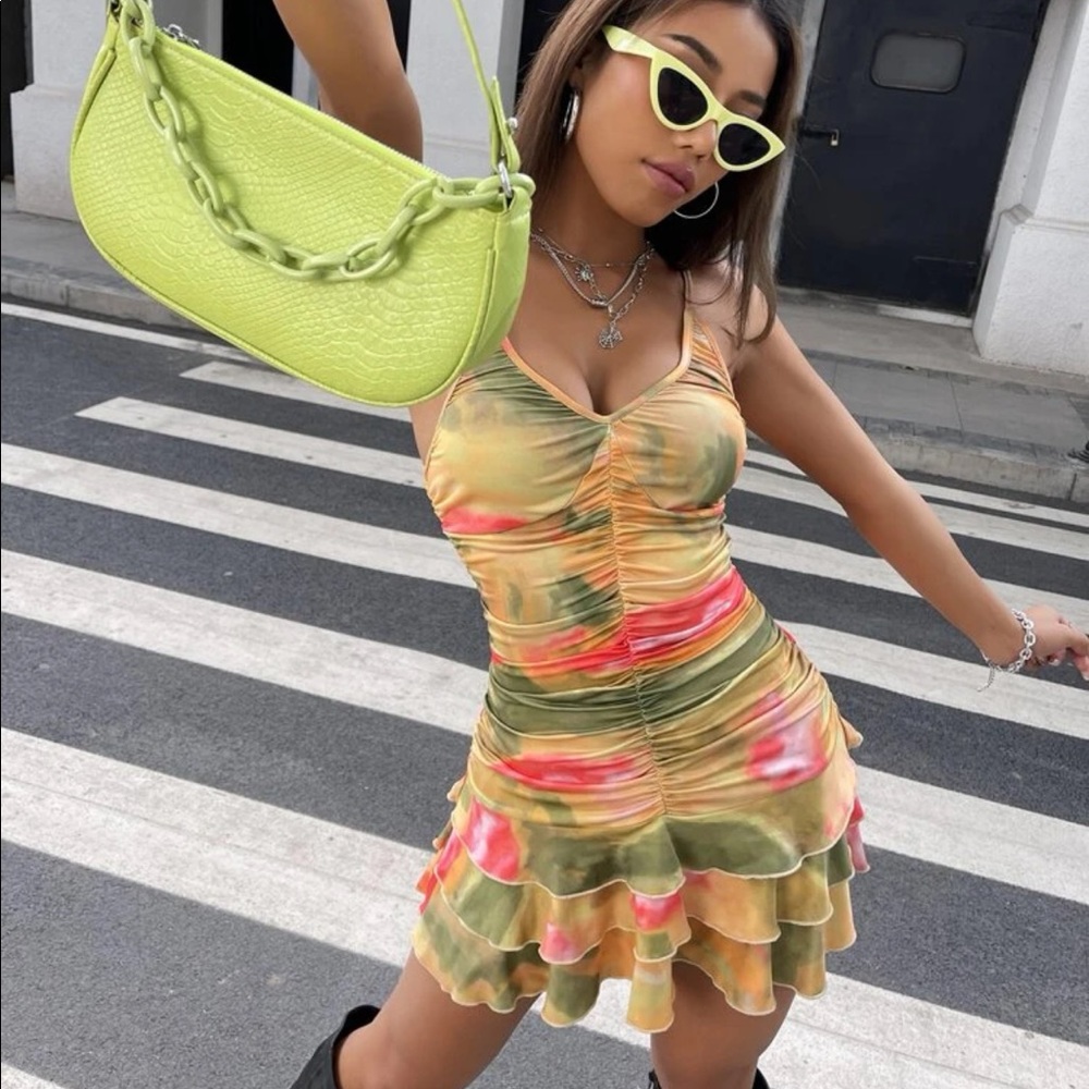 NEW Tie Dye Ruched Cami Dress